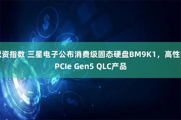配资指数 三星电子公布消费级固态硬盘BM9K1，高性能PCIe Gen5 QLC产品